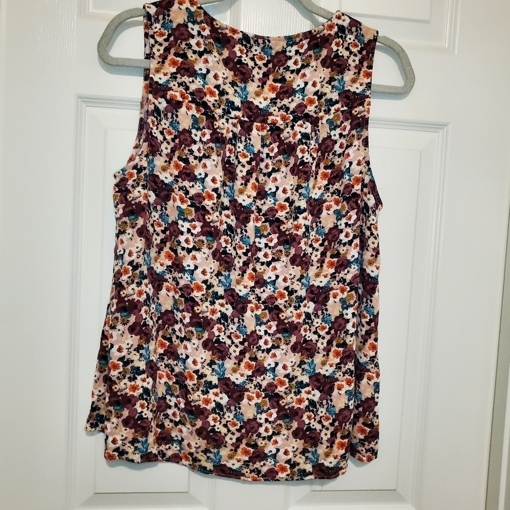Torrid Floral Sleeveless Blouse Colorful Stretch Sz 1X - Picture 3 of 5